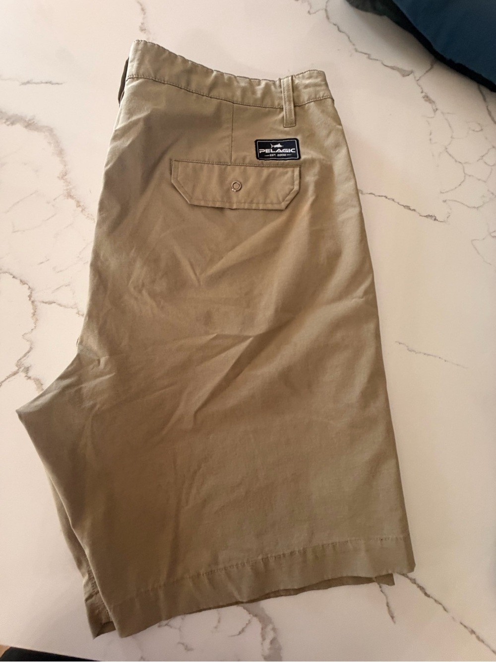 Pelagic Men's Khaki/Tan Cargo Shorts with Back Flap Pocket